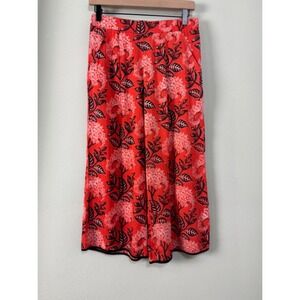 Anthropologie Kopal Biji Red Floral Wide Leg Viscose Pants Small High Rise‎ Boho